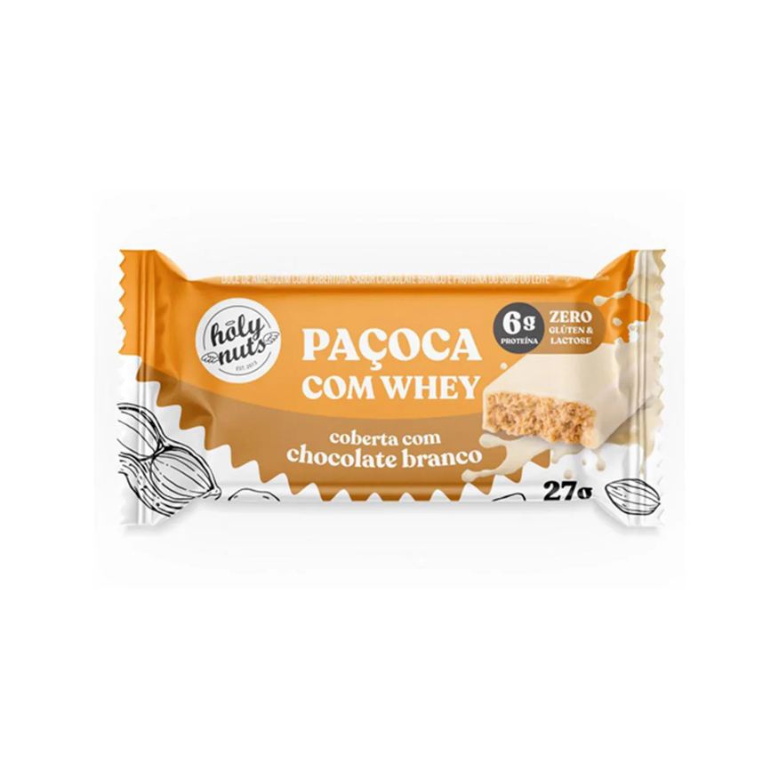 Holy Nuts Paçoca com Whey Coberta com Chocolate Branco 27g