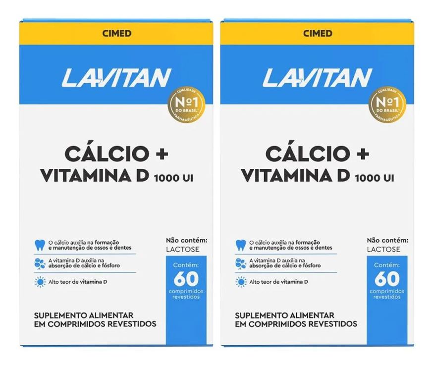 Cimed Kit 2 Lavitan Cálcio + Vitamina D 1.000 UI com 60cpr