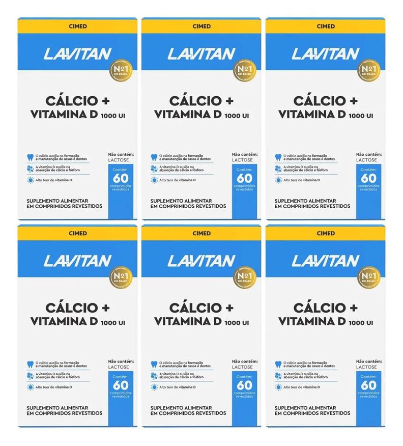 Cimed Kit 6 Lavitan Cálcio + Vitamina D 1.000 UI com 60cpr