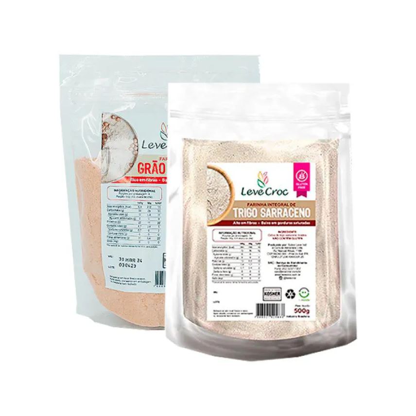 Leve Croc Kit 2 Farinhas Funcionais Sem Glúten Leve Croc: Grão de Bico, Trigo Sarraceno