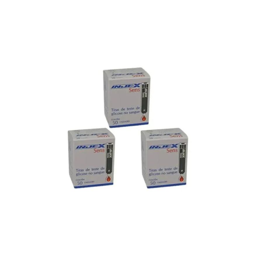 Injex Kit 3 Cxs Tira Controle De Glicemia Sens Total 150 Cor Cinza-escuro