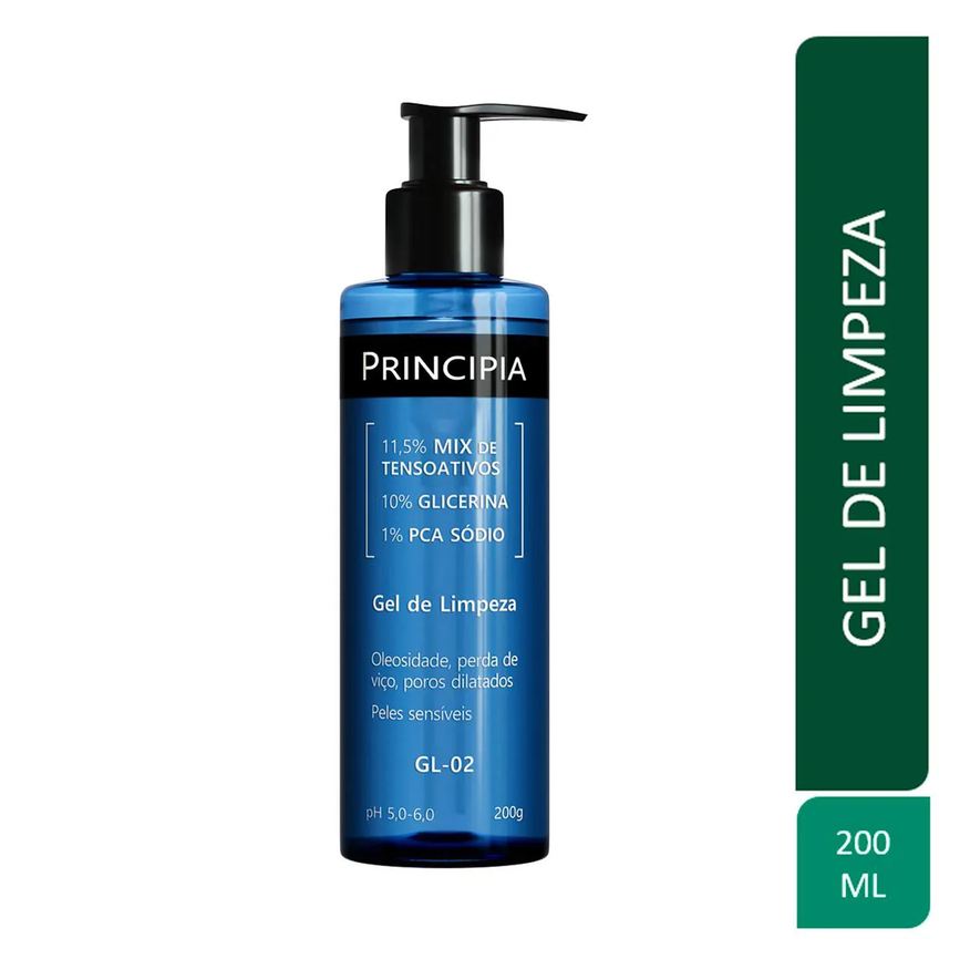 Principia Kit Facial Skincare Protetor Solar PS-01 FPS 60 40ml + Gel de Limpeza Suave GL-02 200g+ Sérum Anti-Idade NC-10 30ml + Gel Hidratante GH-01