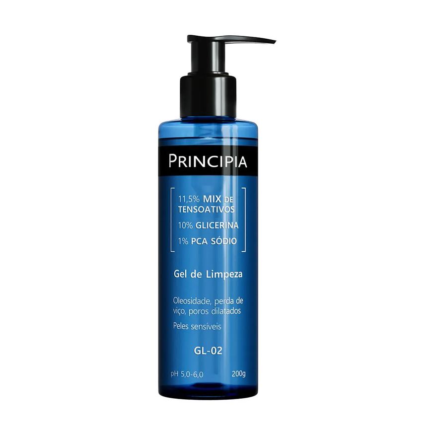 Principia Kit Facial Skincare Gel de Limpeza Suave GL-02 200ml + Sérum Anti-Idade Mix-02 30ml + Creme Hidratante CH-01 50g + Protetor Solar PS-01 FPS