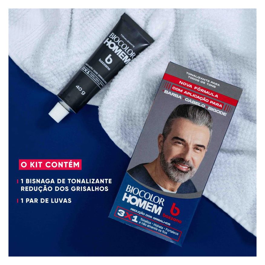 Bozzano Tonalizante de Cabelo Biocolor Homem - Redução dos Grisalhos