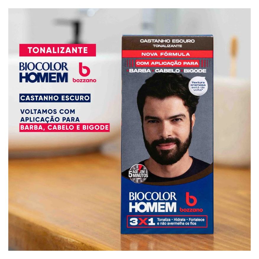 Bozzano Tonalizante de Cabelo Biocolor Homem - Castanho Escuro