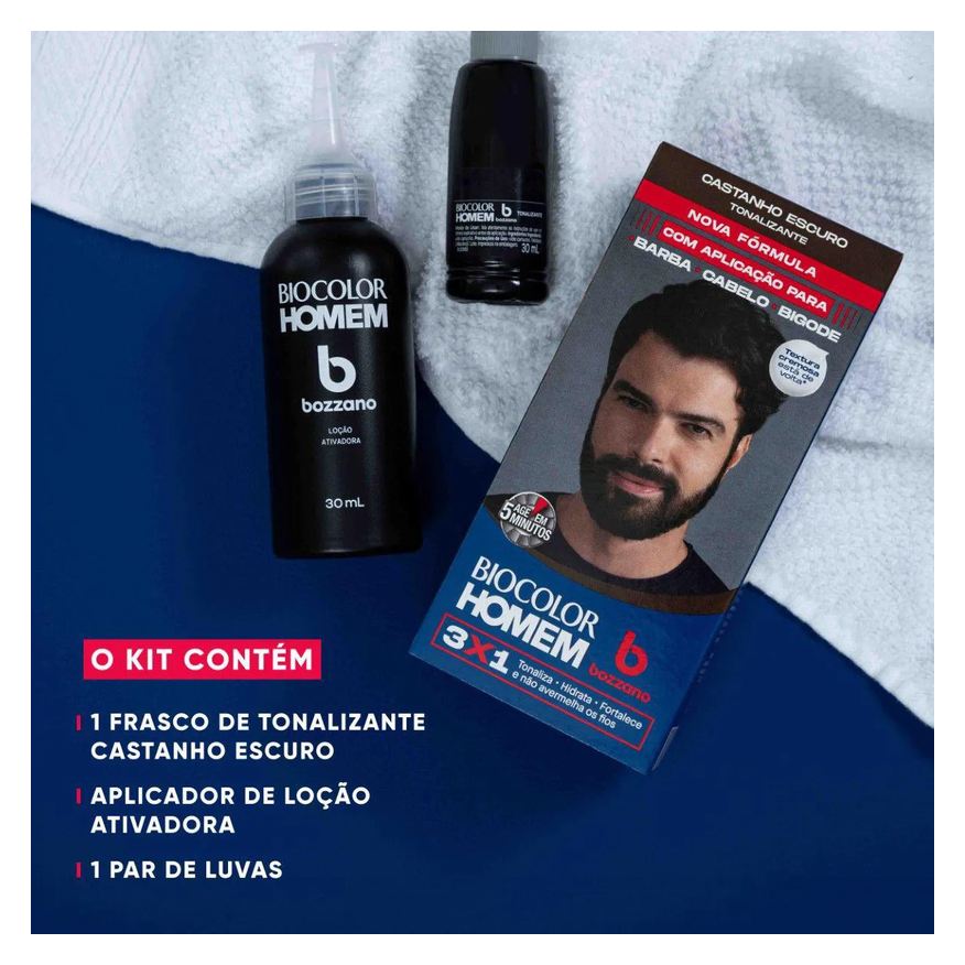 Bozzano Tonalizante de Cabelo Biocolor Homem - Castanho Escuro
