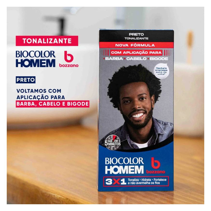 Bozzano Tonalizante de Cabelo Biocolor Homem - Preto
