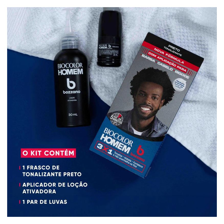 Bozzano Tonalizante de Cabelo Biocolor Homem - Preto