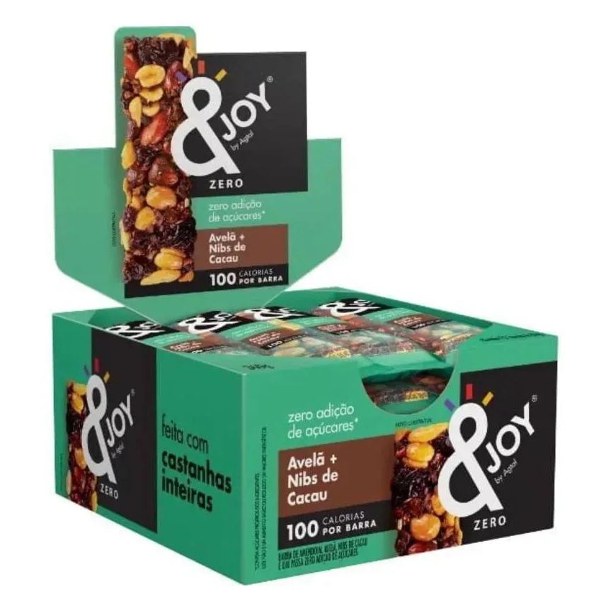 &joy Barra Zero Açúcar Avelã E Nibs De Cacau Display 12uni De 25g
