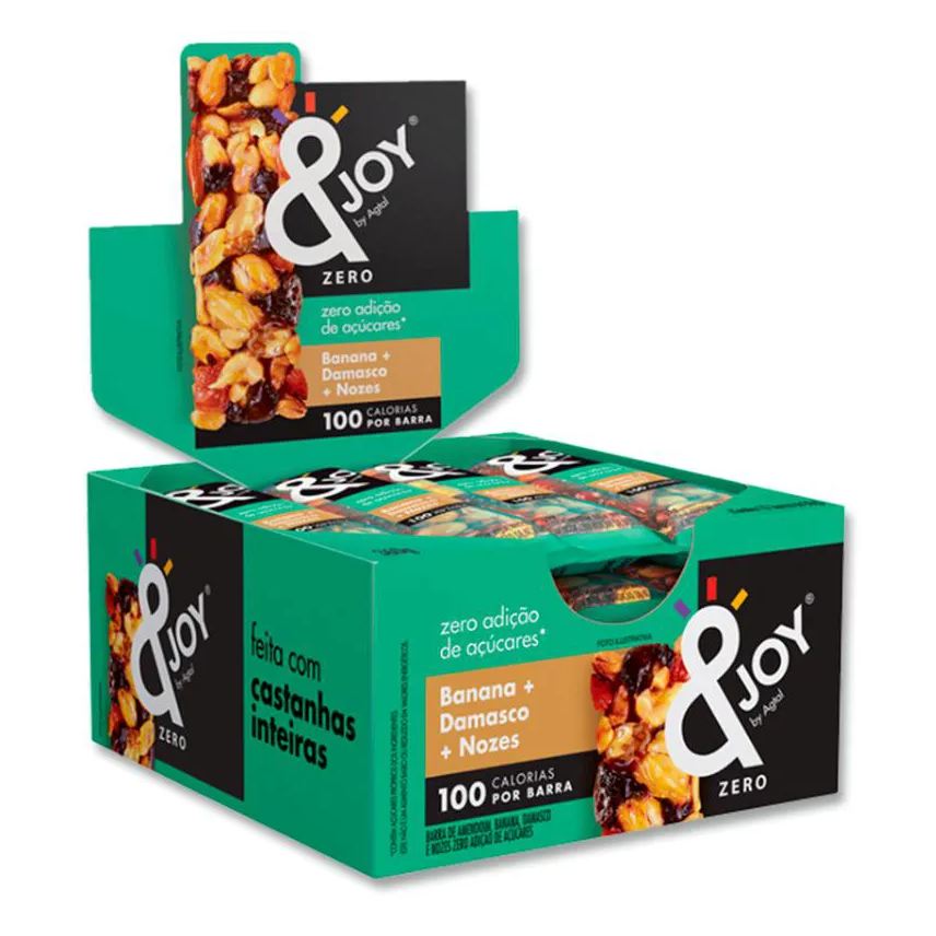 &joy Barra Zero Açúcar Banana + Damasco E Nozes Display 12uni De 25g