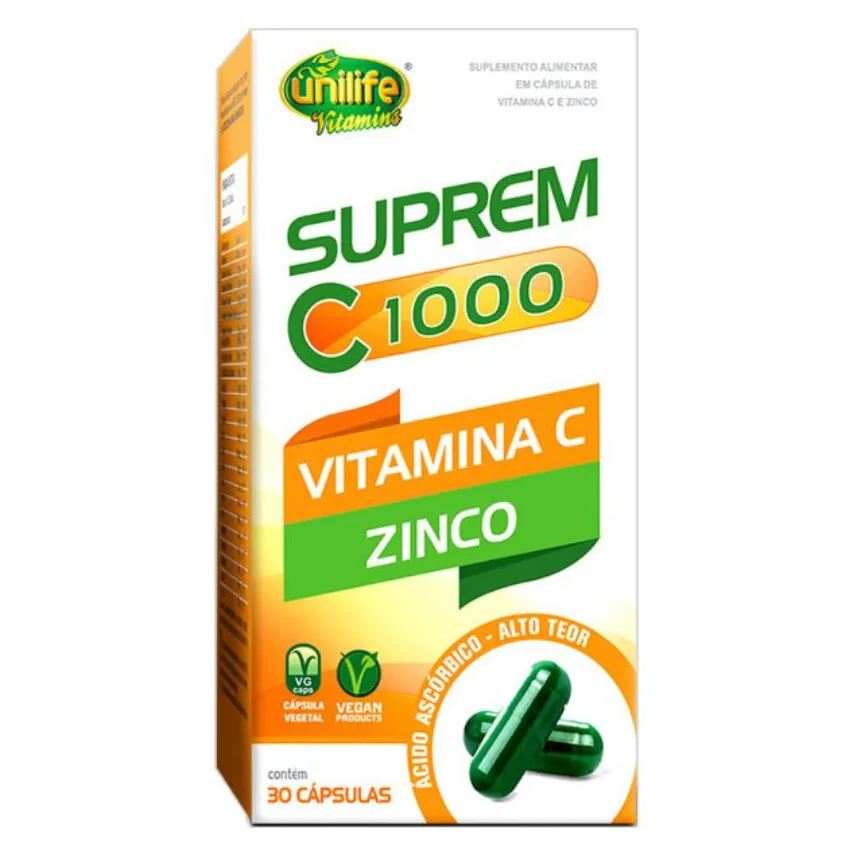 Unilife Suprem C 1000mg Vitamina C E Zinco 30 Cápsulas