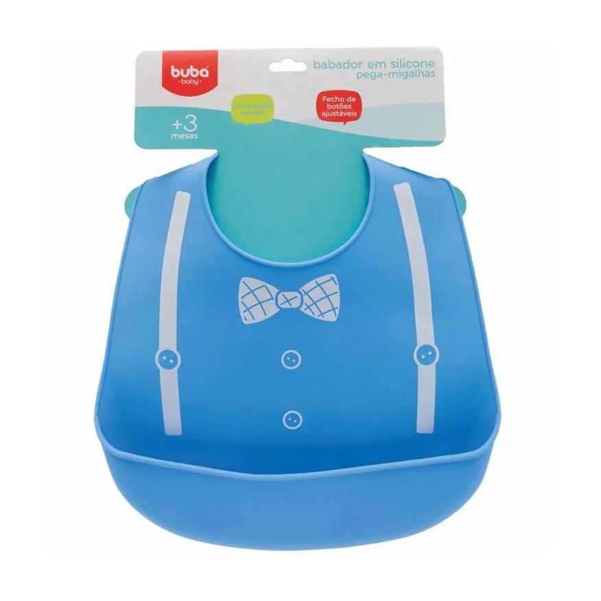 Buba Babador Silicone Pega Migalhas Azul +3 Meses