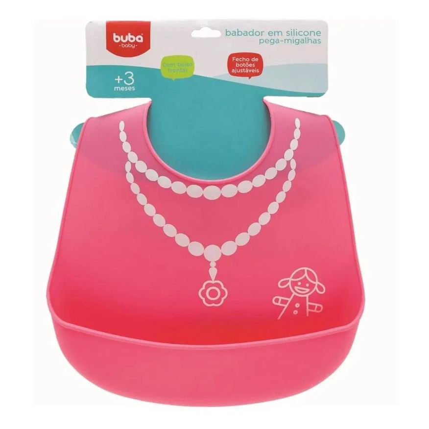 Buba Babador Silicone Pega Migalhas Rosa +3 Meses