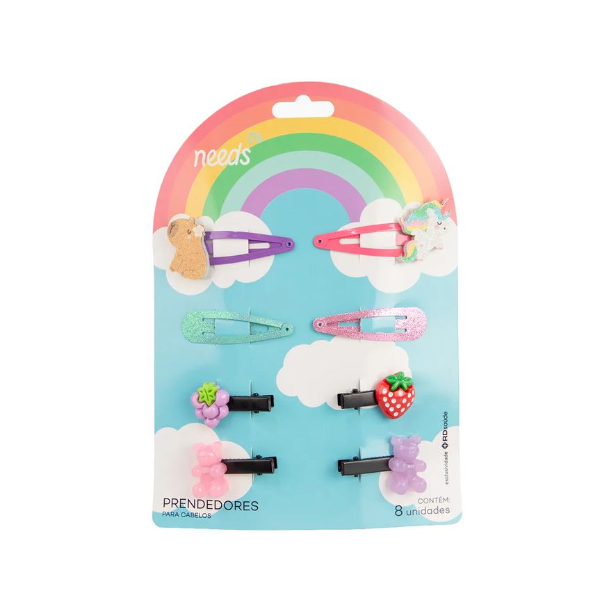Needs Presilha de Cabelo Tic-Tac Infantil Metal Variados 8 unidades
