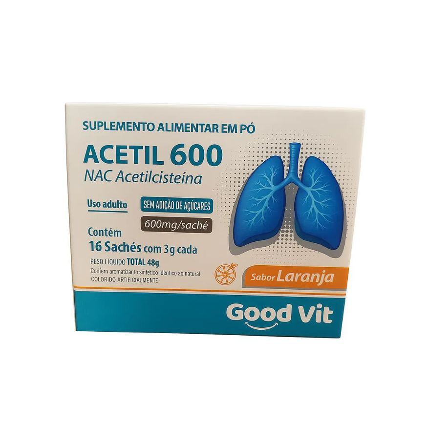 Good Vit Acetil 600mg C/16 Sachê Sabor Laranja