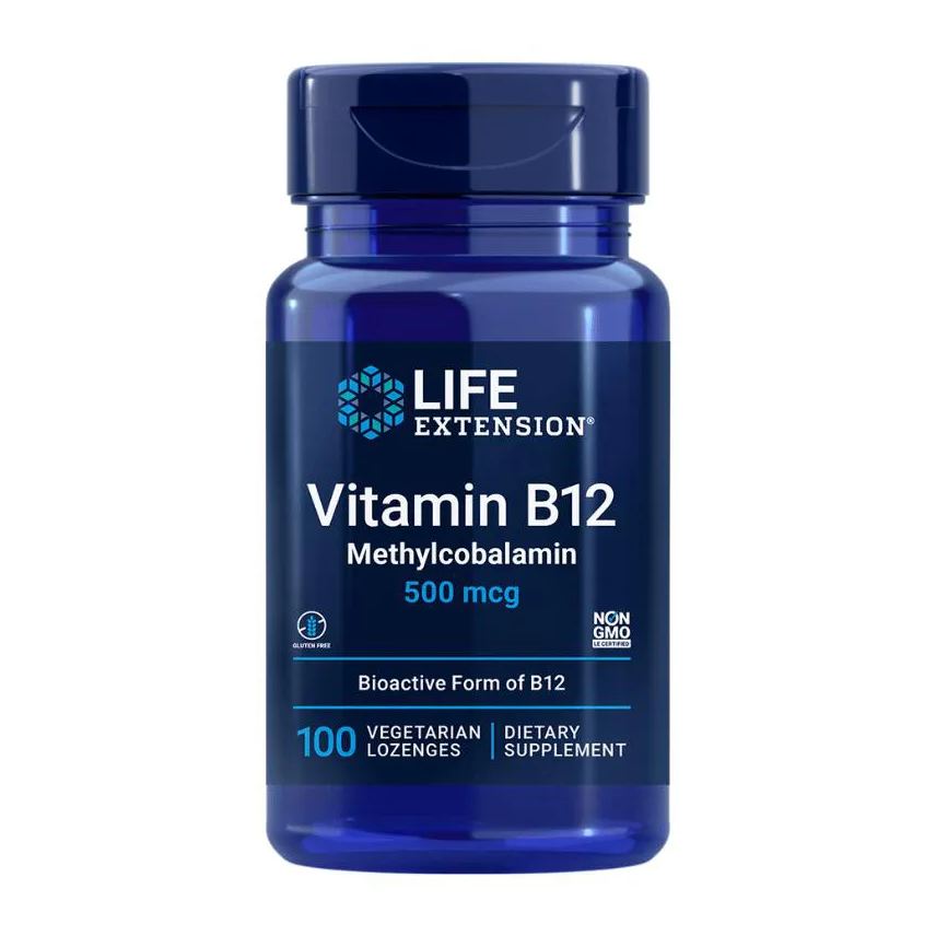 Life Extension Vitamina B12 Metilcobalamina 500mcg 100 Pastilhas