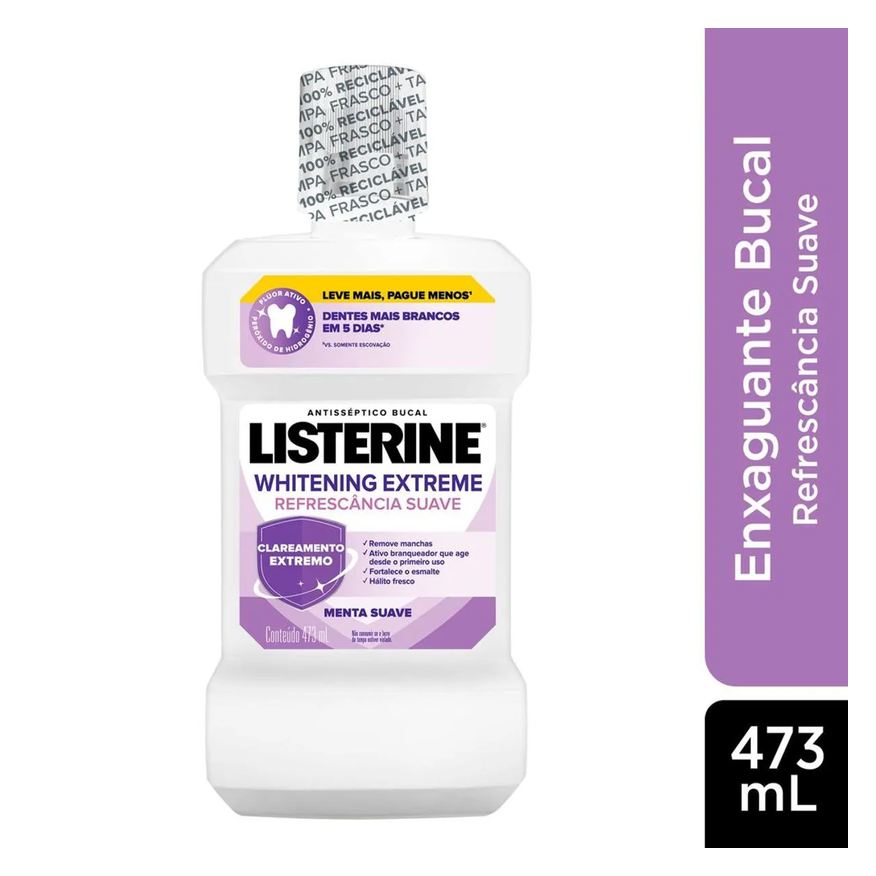 Listerine Enxaguante Antisséptico Bucal Whitening Extreme Menta com 473ml