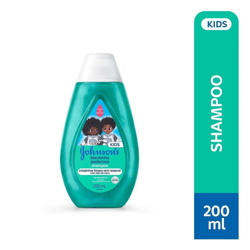 Johnson & Johnson Shampoo Infantil para Cabelos Crespos Johnson's Blackinho Poderoso 200ml
