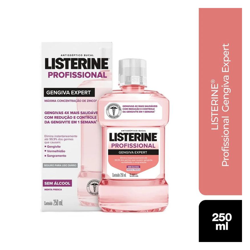 Listerine Enxaguante Bucal Profissional Gengiva Expert Sem Álcool 250ml