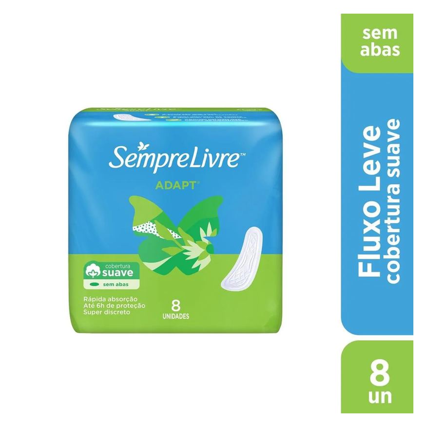 Sempre Absorvente Livre Adapt Cobertura Suave Sem Abas com 8 unidades