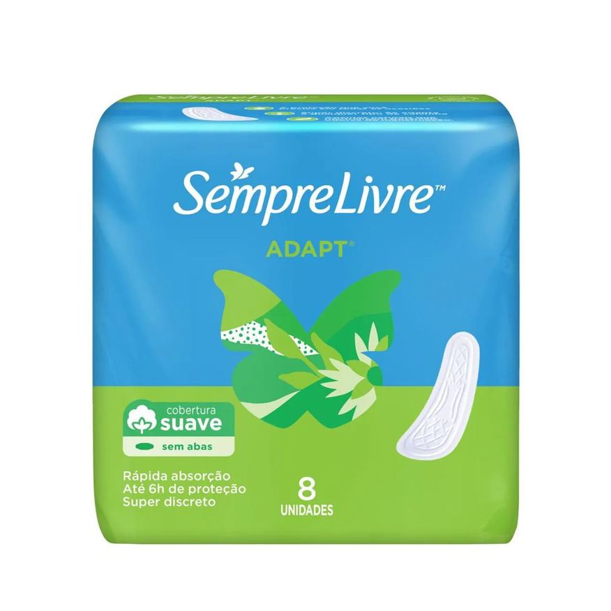 Sempre Absorvente Livre Adapt Cobertura Suave Sem Abas com 8 unidades