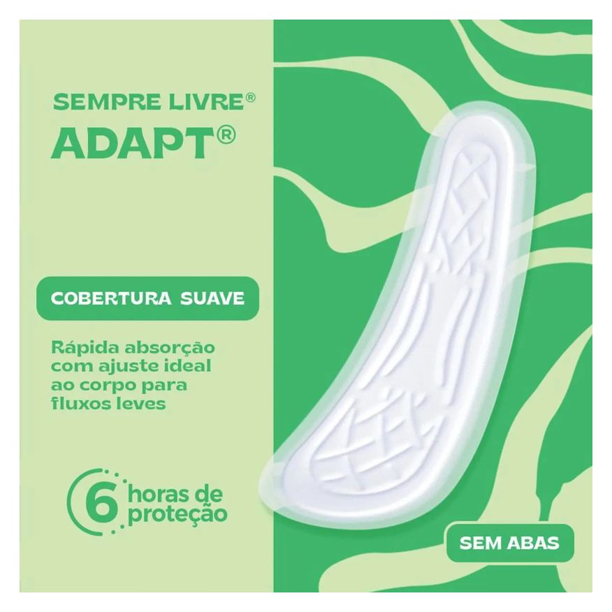 Sempre Absorvente Livre Adapt Cobertura Suave Sem Abas com 8 unidades