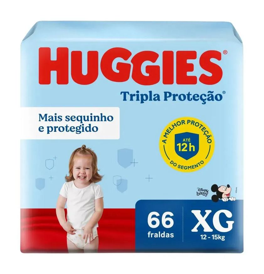 Huggies Fralda Infantil Tripla Proteção Xg 66 unidades