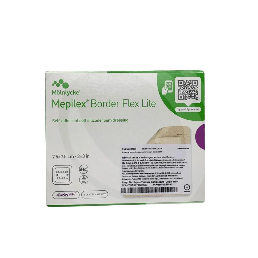 Molnlycke Mepilex Border Flex Lite 7,5×7,5cm – Ultrafino | 1 Unidade