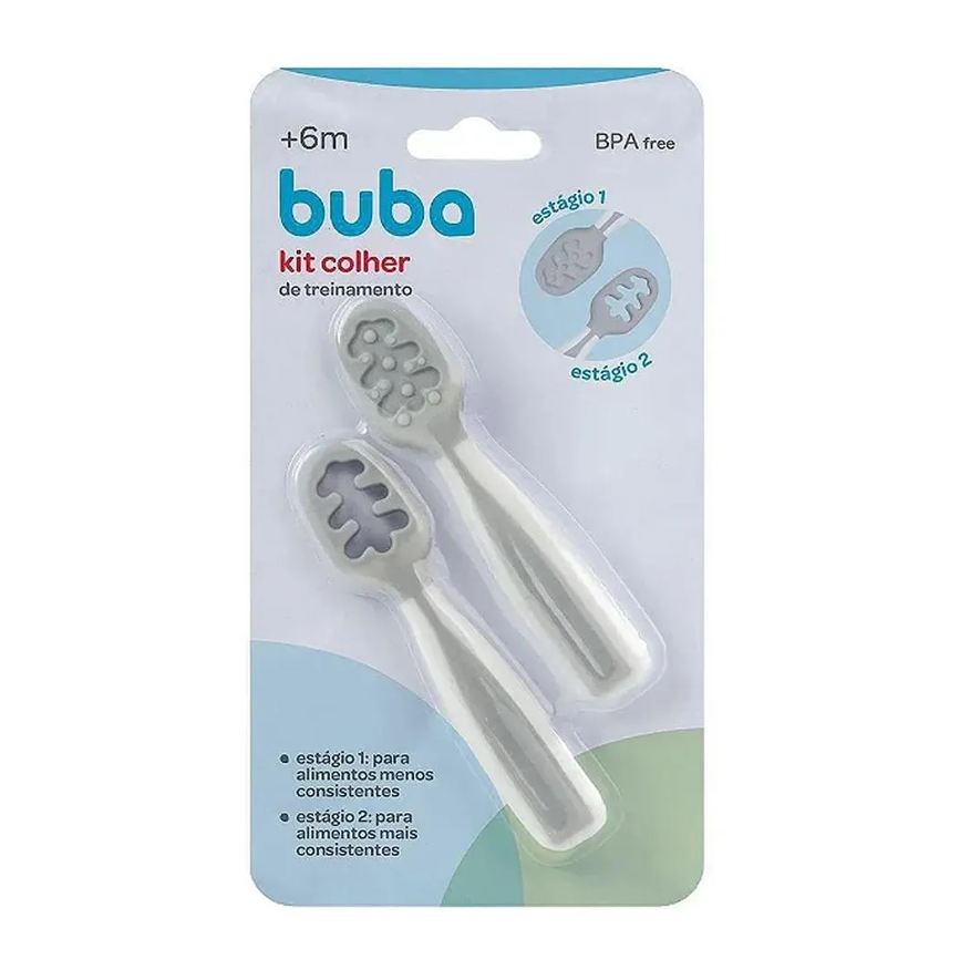 Buba Colheres Treinamento +6M Cinza 2Und