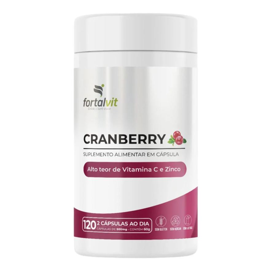 Fortalvit Cranberry, Alto Teor De Vitamina C E Zinco, Longa Duração: 2 Meses De Uso, 120 Cápsulas,