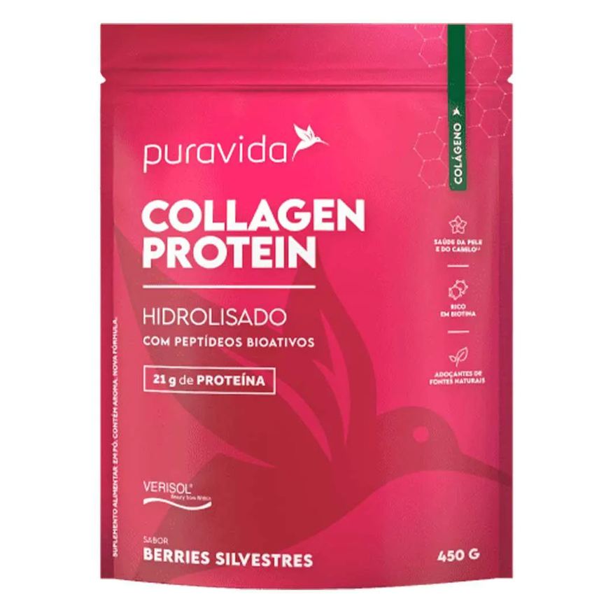 Puravida Collagen Protein Hidrolisado Verisol Berries Silvestres (450g) - Pura Vida