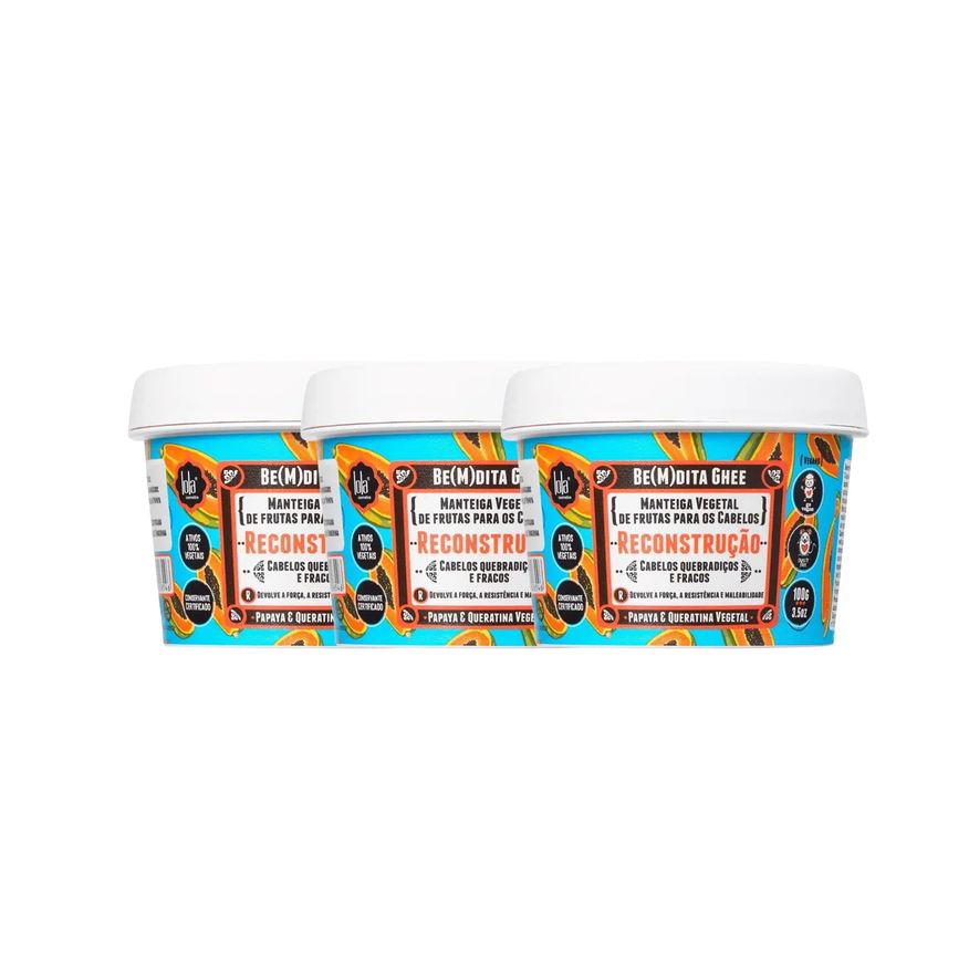 Lola Cosmetics Kit Manteiga Vegetal Capilar Be(m)dDta Ghee Reconstrução 100g 3 unidades