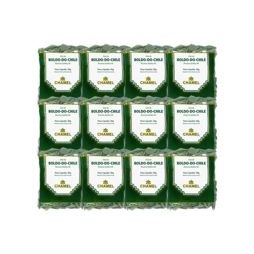 Chamel Kit 12X Chá Pacote Boldo Do Chile Folhas 30g