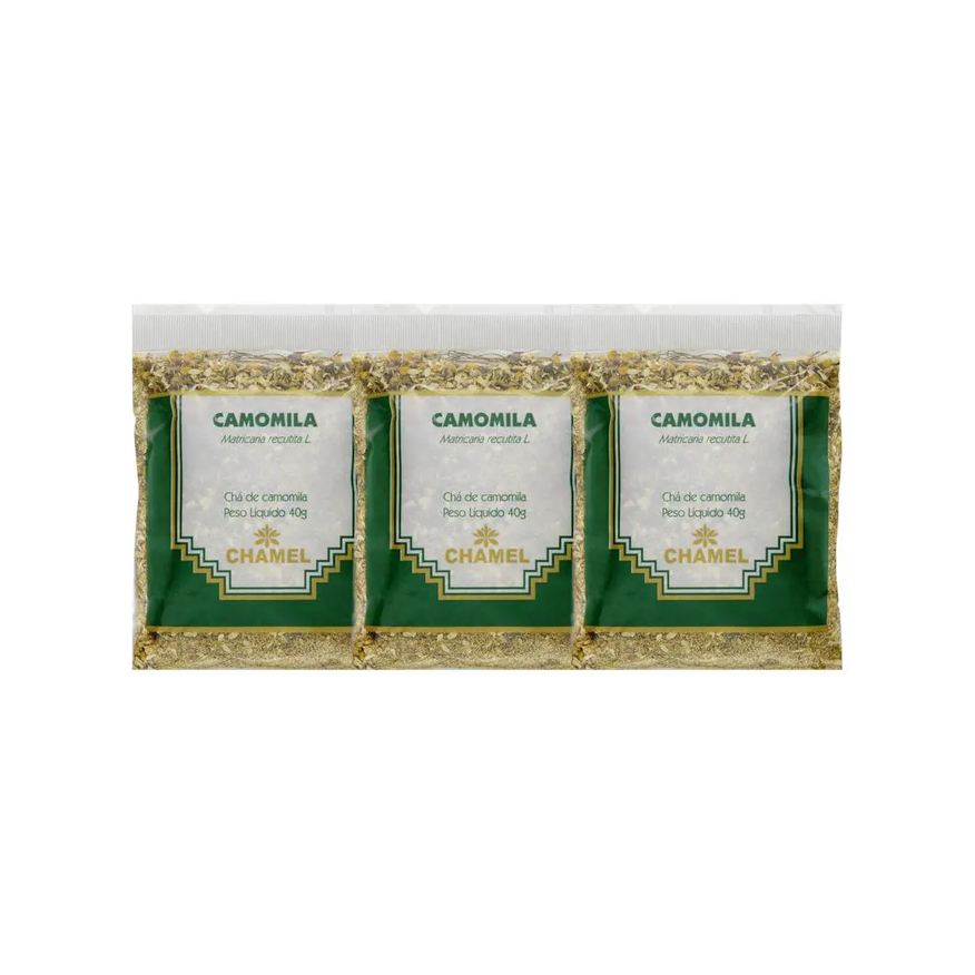 Chamel Kit 3X Chá Pacote Camomila Flores 40g
