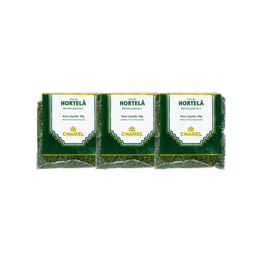 Chamel Kit 3X Chá Pacote Hortela 30g