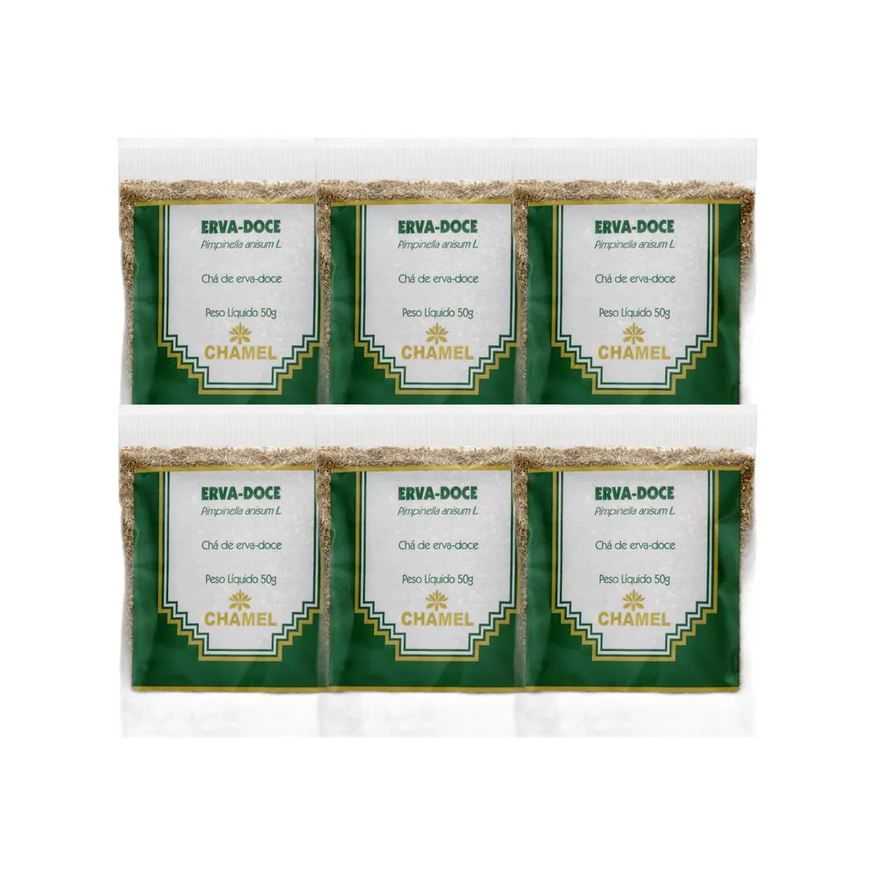 Chamel Kit 6X Chá Pacote Erva Doce 50g
