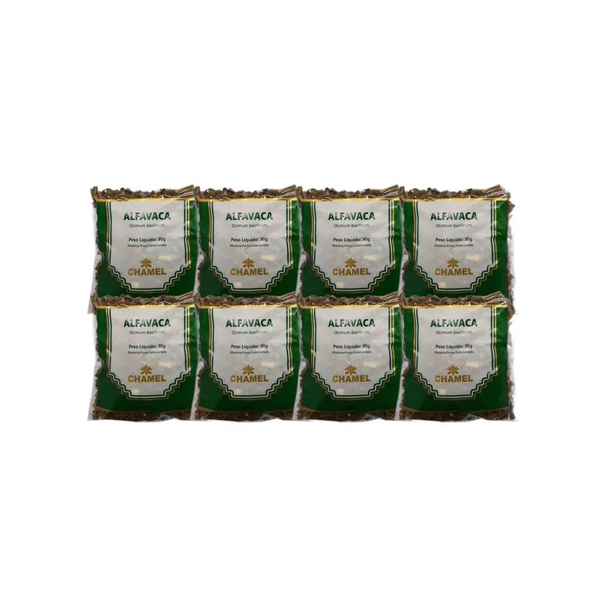 Chamel Kit 8X Chá Pacote Alfavaca Mista 30g
