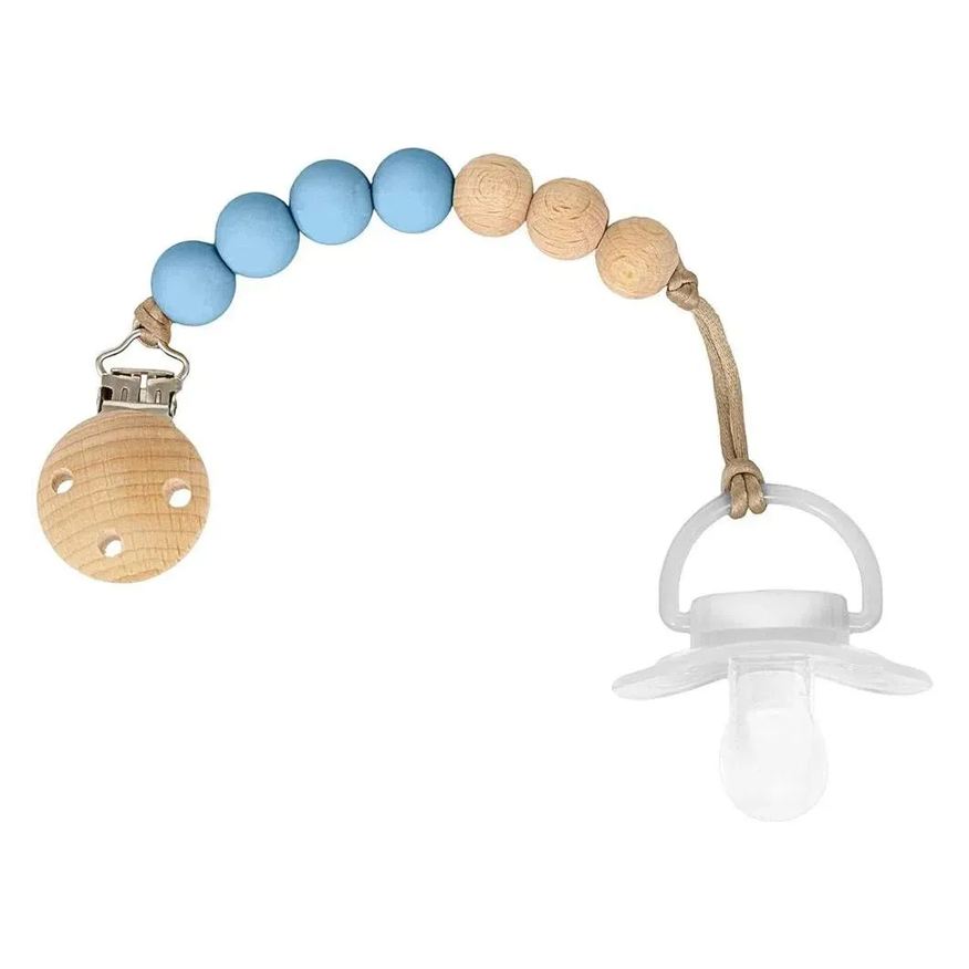 Buba Prendedor De Chupeta Bambu E Silicone Azul