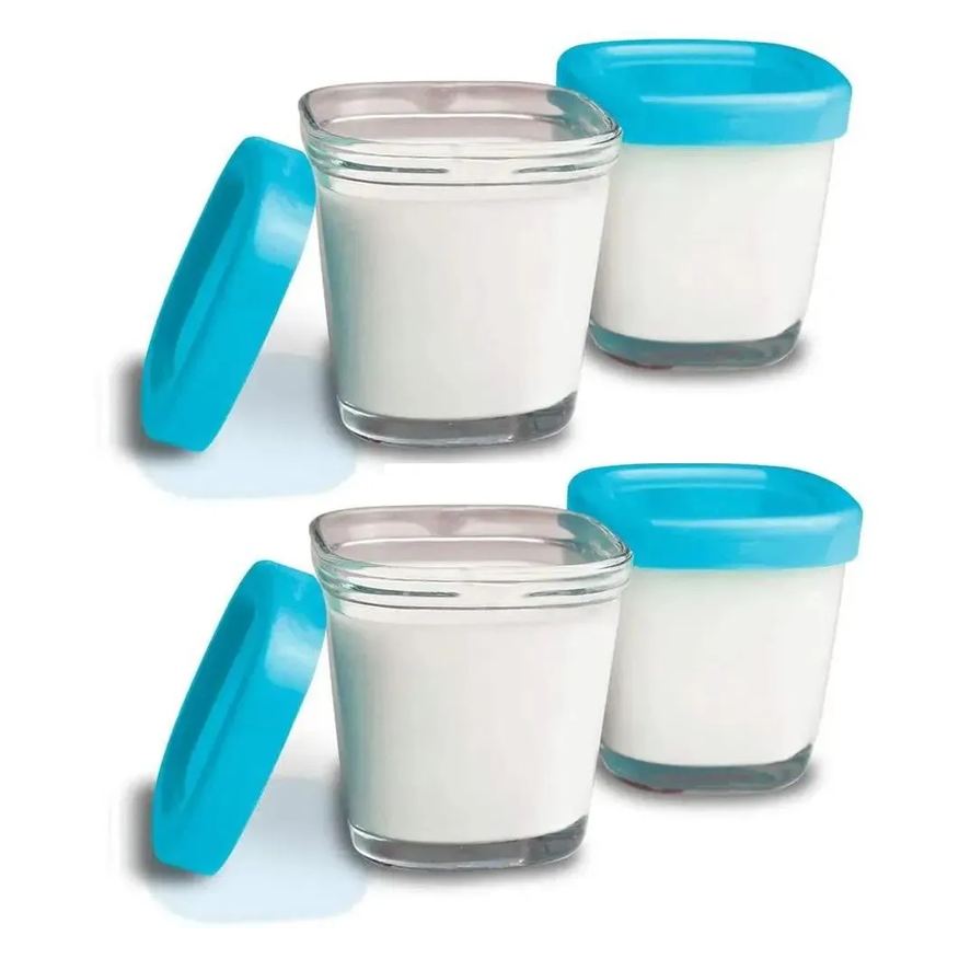 Clingo Potes De Vidro Armazenamento Leite E Papinhas C/4 Azul
