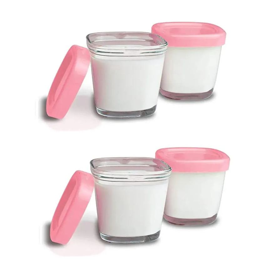 Clingo Potes De Vidro Armazenamento Leite E Papinhas C/4 Rosa