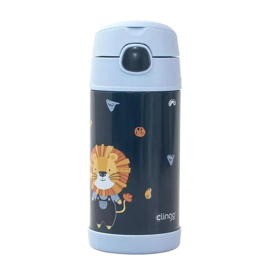 Clingo Garrafinha Térmica Com Canudo 310ml Luke Azul
