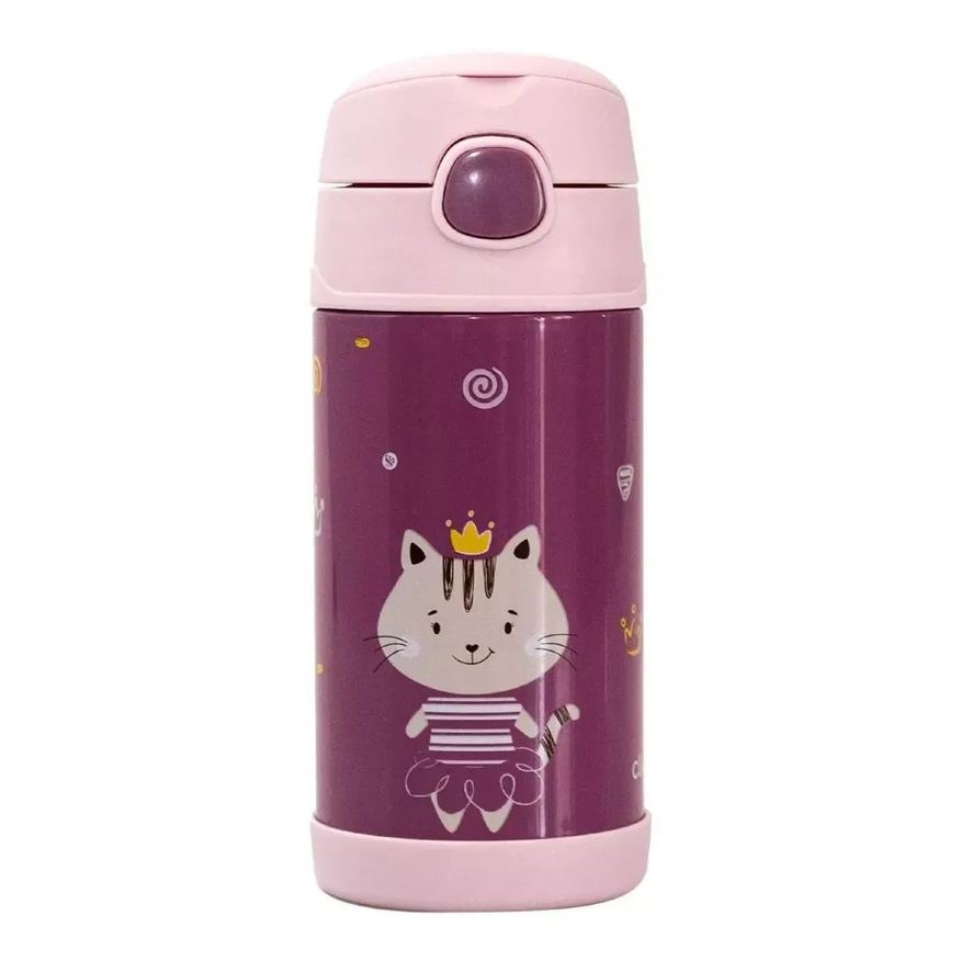 Clingo Garrafinha Térmica Com Canudo 310ml Milky Rosa