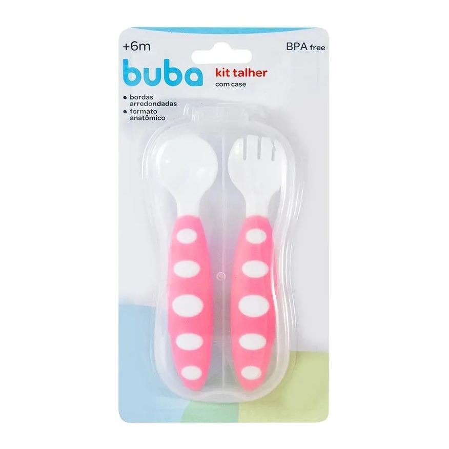 Buba Kit Talheres Com Estojo Rosa