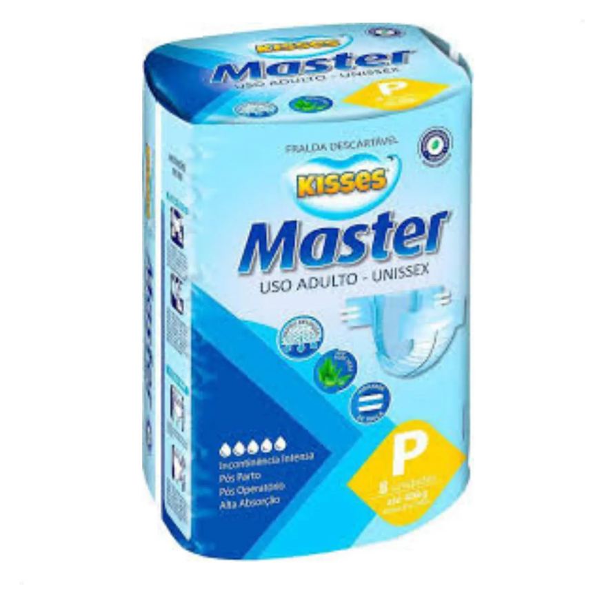 Fralda Geriatrica Kisses Master Adul Alta Absorção Tamanho P