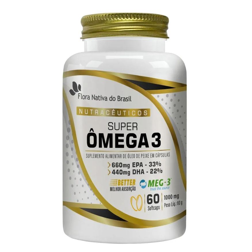 Flora Nativa Do Brasil Super Ômega 3 Meg-3® 1000mg 60 Softgels - Flora Nativa