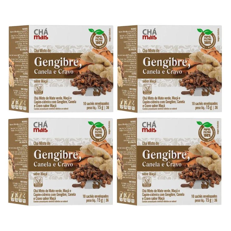 Chá Mais Kit 4X Chá Misto De Gengibre, Cravo E Canela