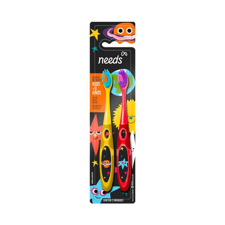 Needs Escova de Dentes Infantil Kids Duo Espaço Super Macia +3 Anos 2 unidades