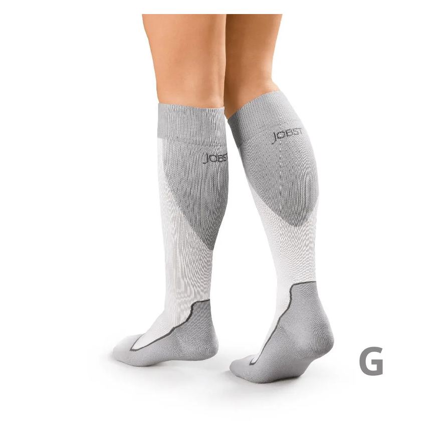 Jobst Meia de Compressão 3/4 Sport 20-30Mmhg - Branca/Cinza G