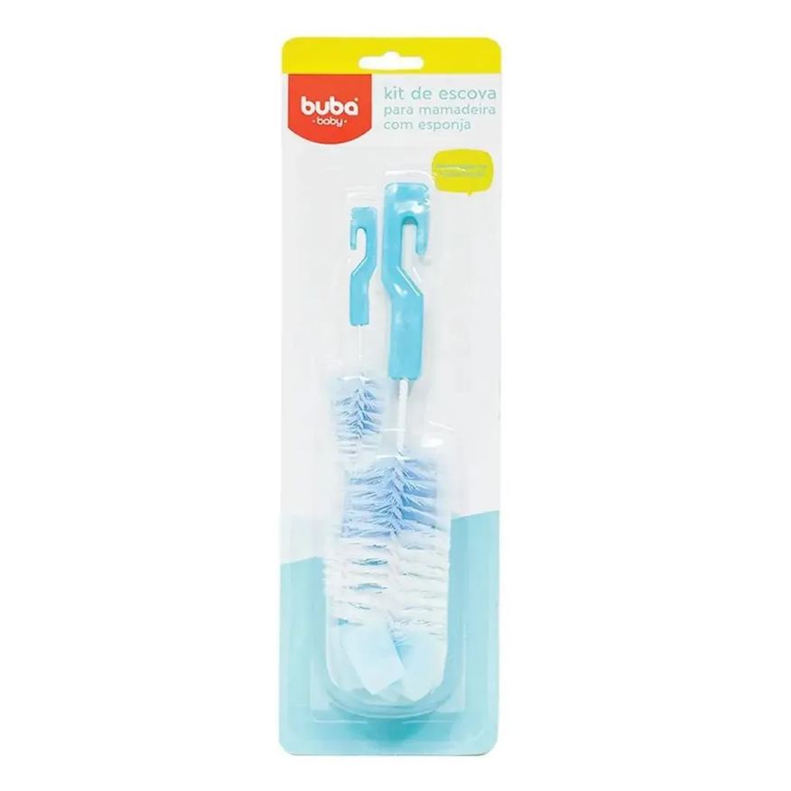 Buba Kit Escova para Mamadeiras com Espuma Azul