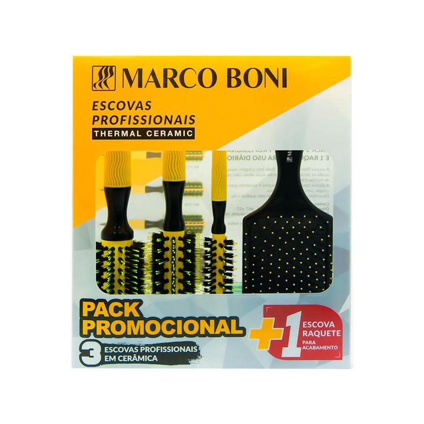Marco Boni Kit Escovas Profissionais Escova Thermal Ceramic 3 unidades + Escova Raquete 1 unidade